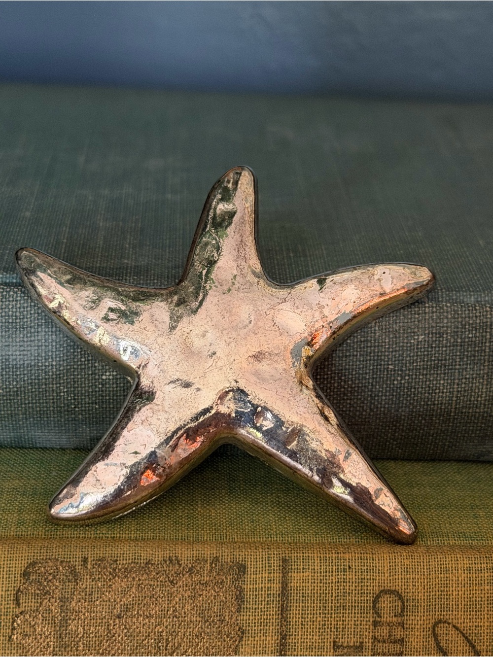 Vintage Silver Tone Starfish Pendant Charm Coastal Nautical Beach Jewelry 2.25”